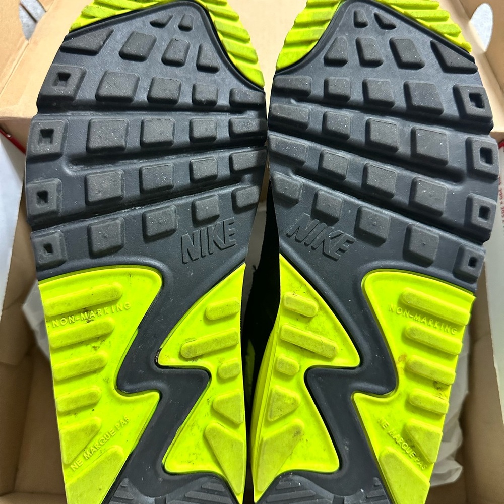 Nike Air Max Sneakers White Gray Black Neon Yellow - Picture 5 of 6